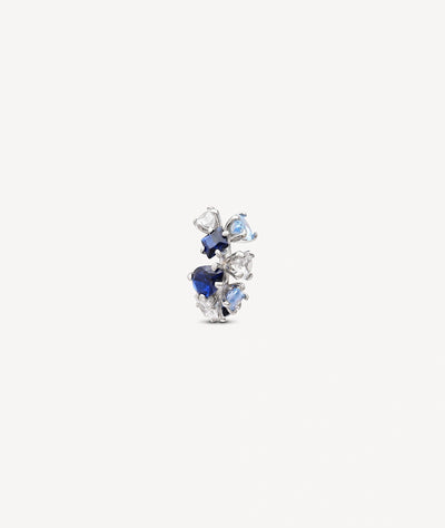Ear cuff argenté pierres bleues et blanches JAKI S B - YParis