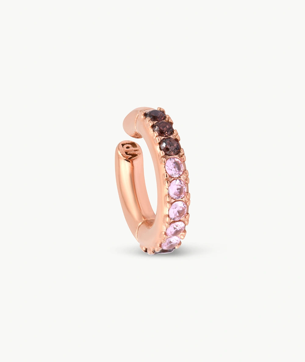 Ear cuff rond rose gold et zircons marrons et roses Abi L RG