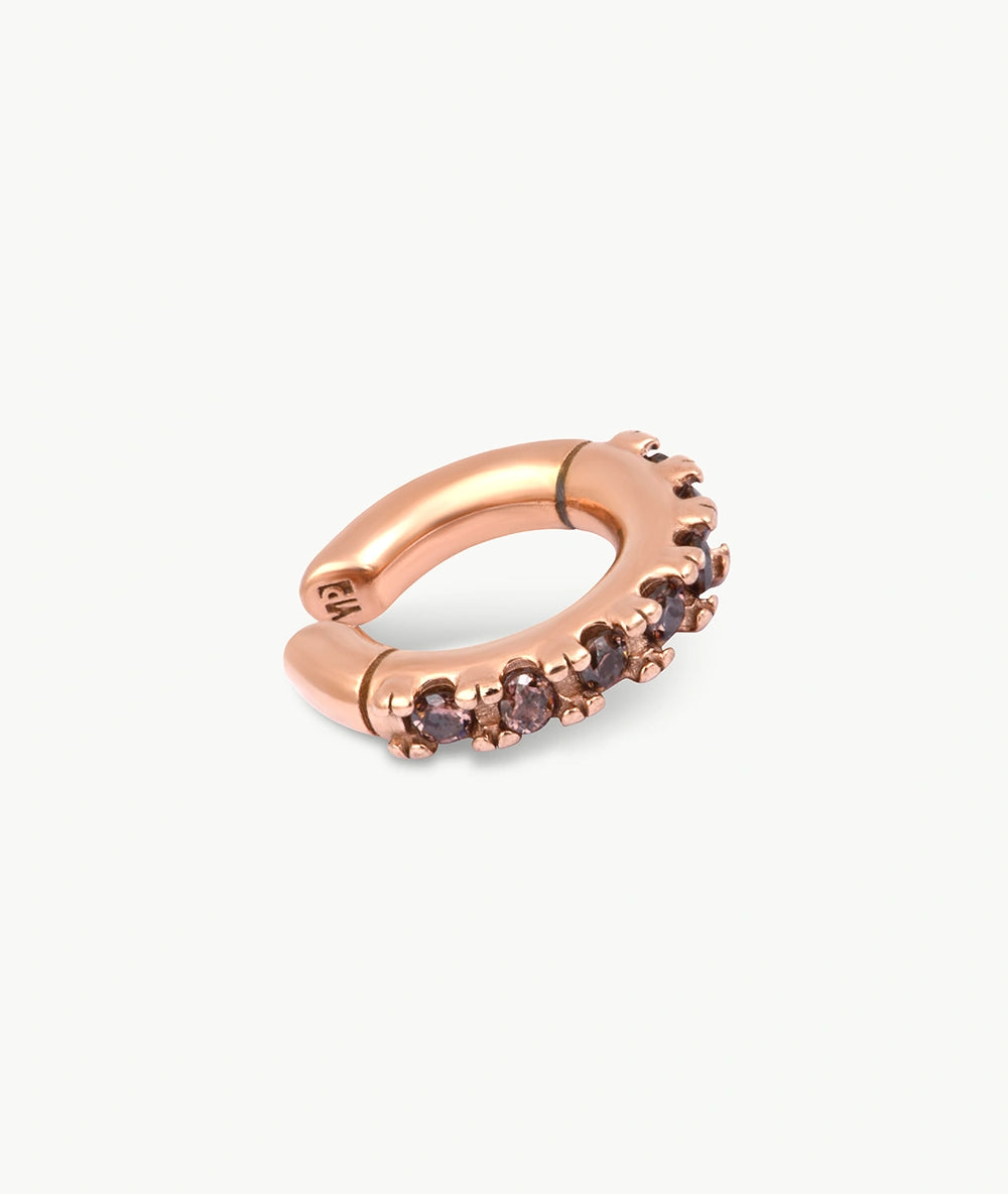 Ear cuff rond rose gold et zircons marrons Abi S RG