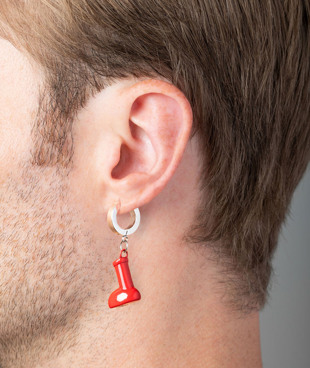 Boucle d'oreille pendante Astroboy argentée Astroboot