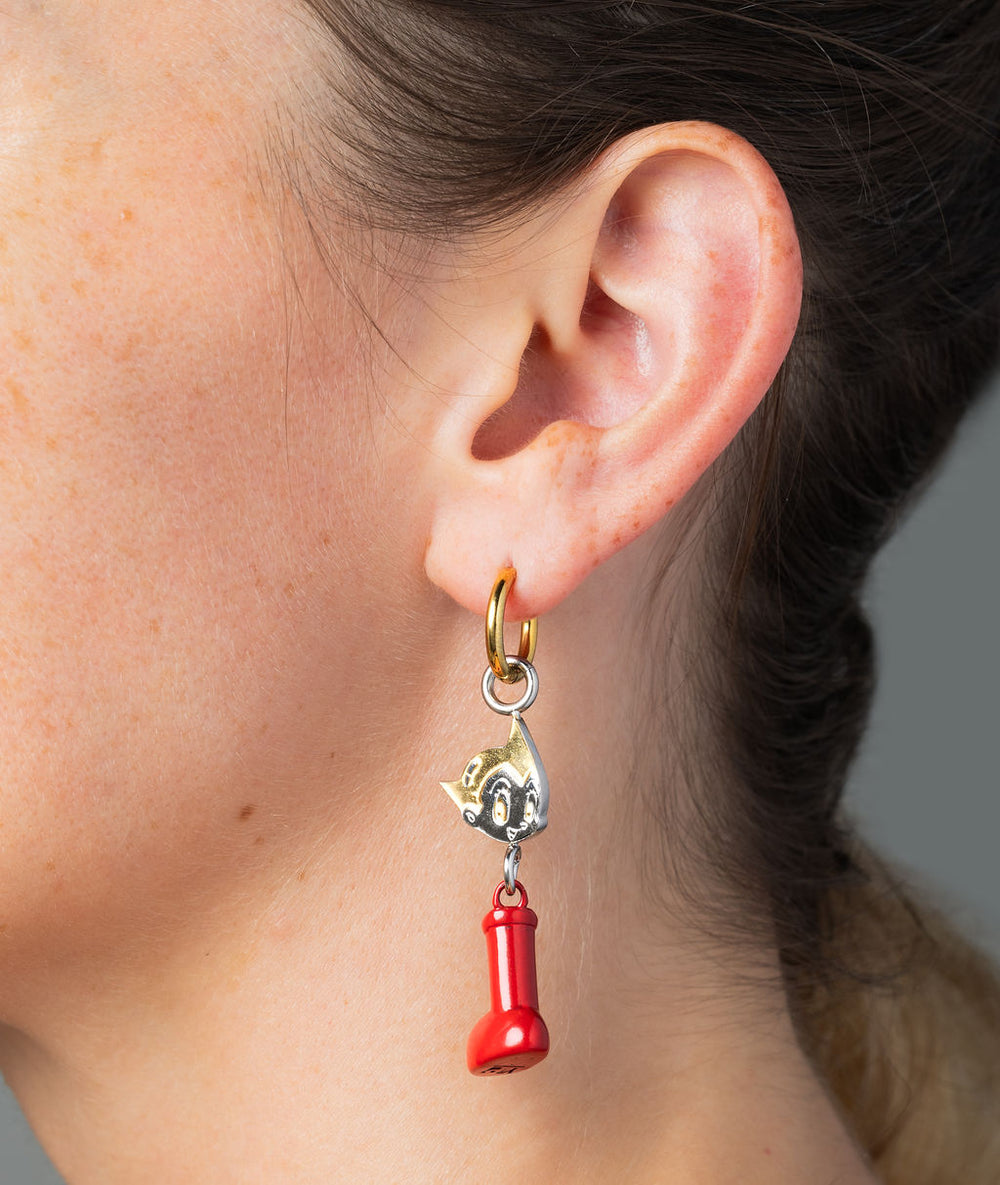 Boucle d'oreille pendante Astroboy bicolore Astro love