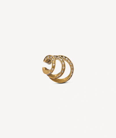 Ear cuff triple doré et zirconiums champagne effet vintage Ridley Star VG - YParis