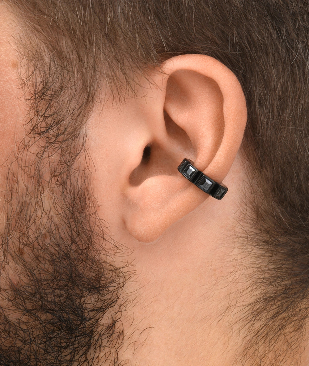 Ear cuff noir et zirconiums noirs Dibba L BL