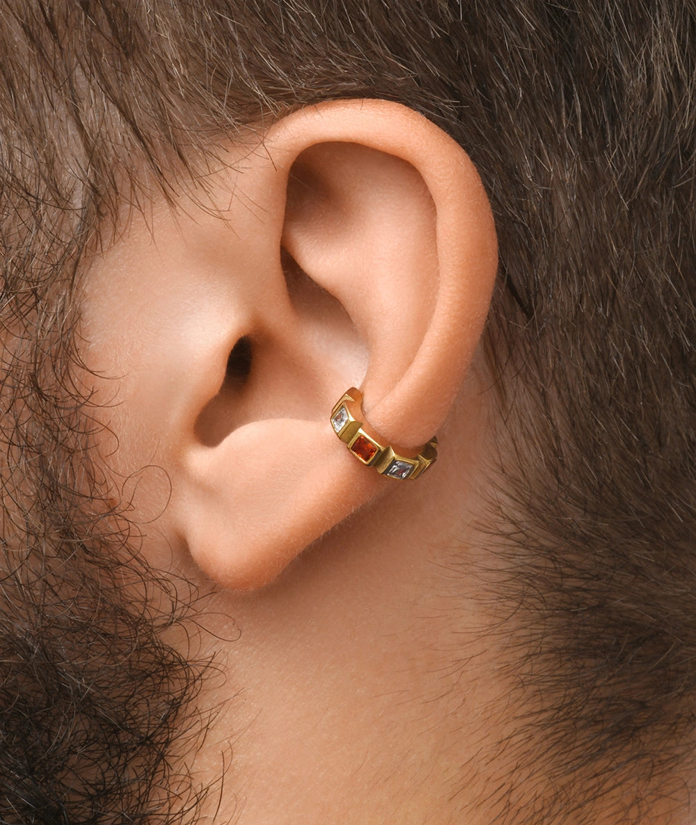 Ear cuff doré avec zircons jaunes et oranges Dibba S G