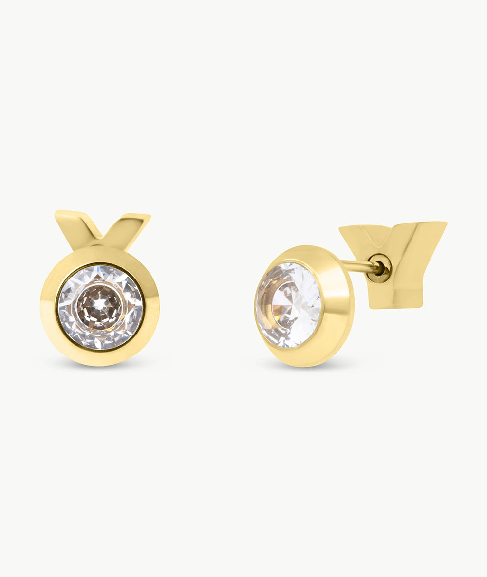 Boucle d'oreille puce doré et zircon LUCA G