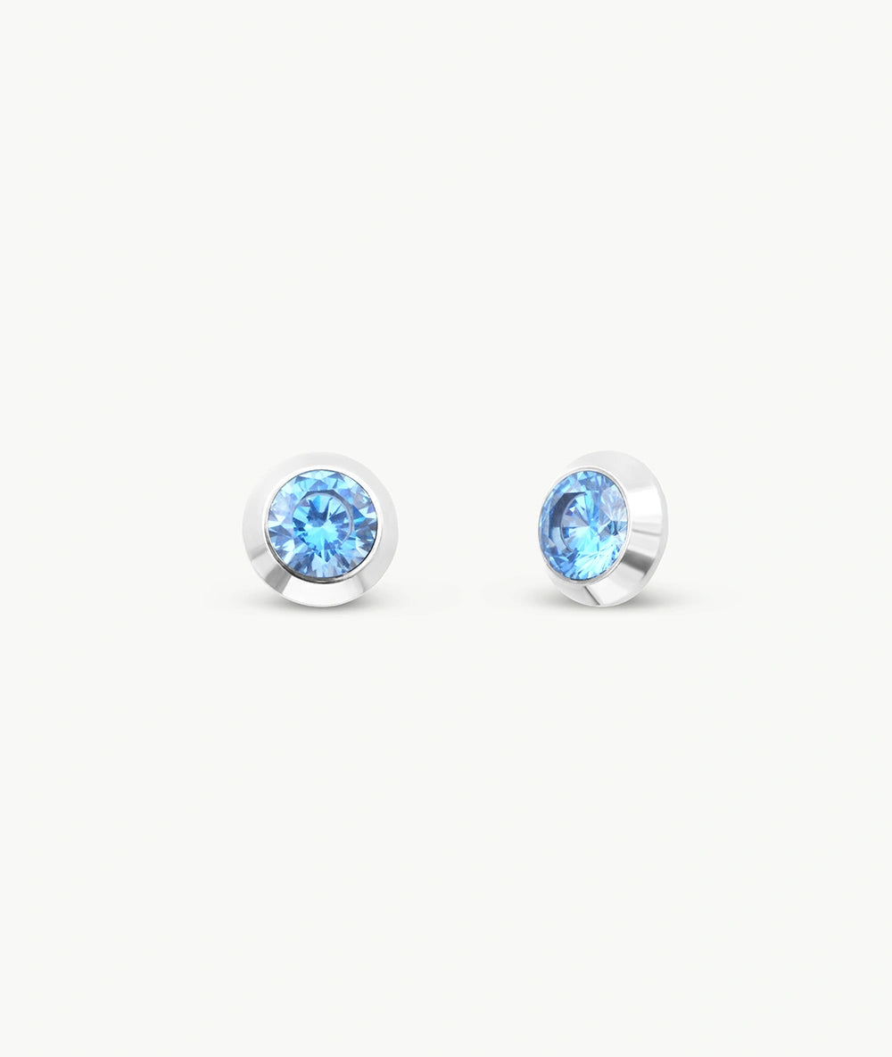 Boucle d'oreille puce argenté et zircon bleu LUCA SB