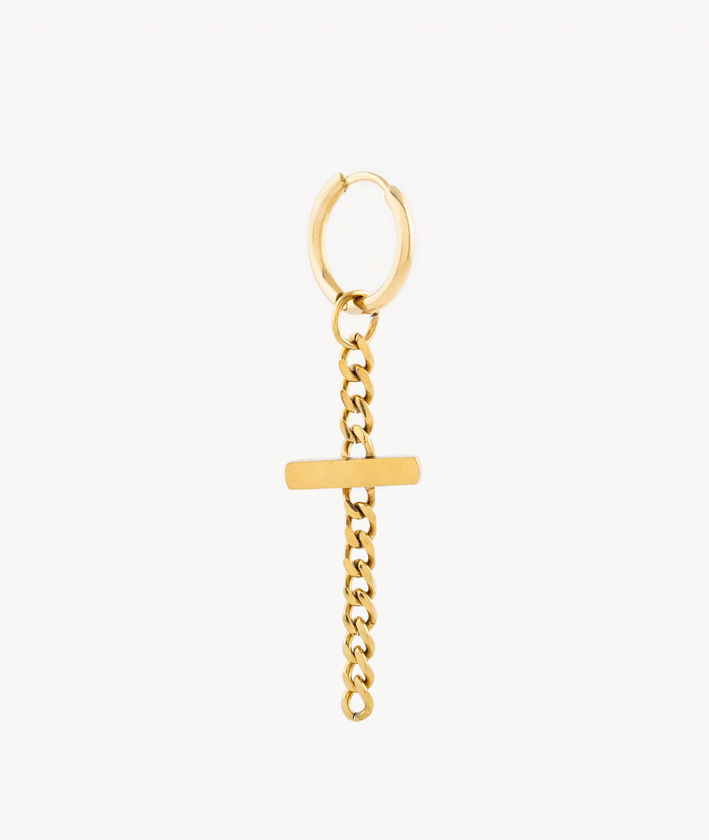 Boucle d'oreille chaine pendante dorée Harley G