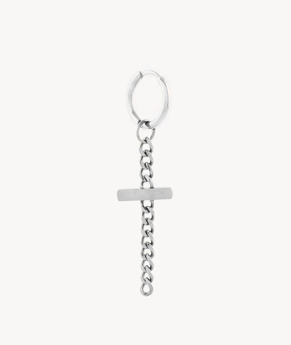 Boucle d'oreille chaine pendante argentée Harley S