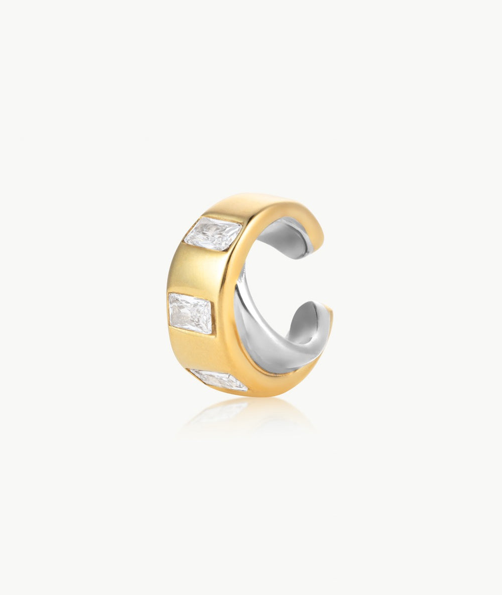 Two-tone ear cuff with white zirconium Draco BI