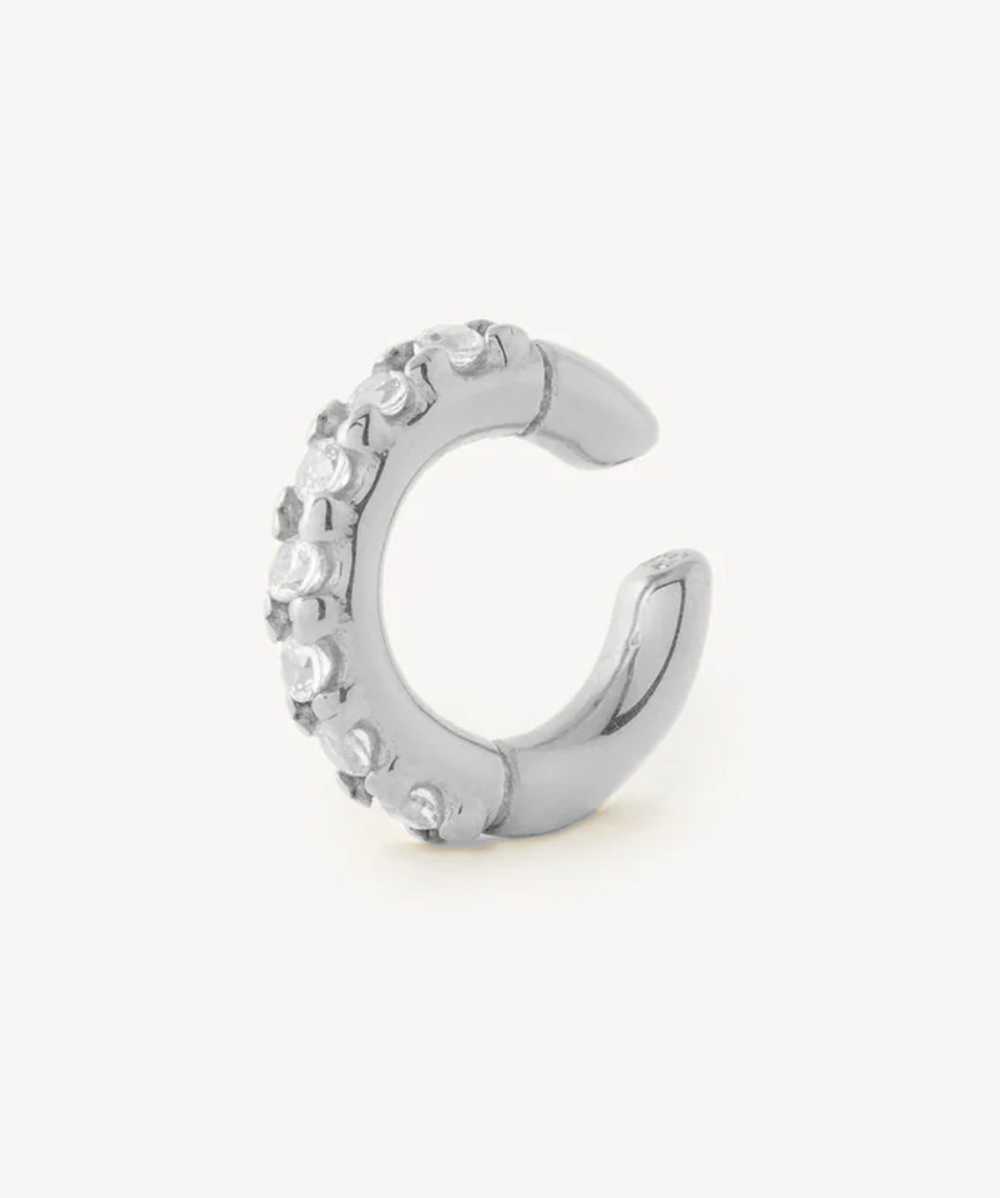Ear cuff rond argenté et zircons Kim S