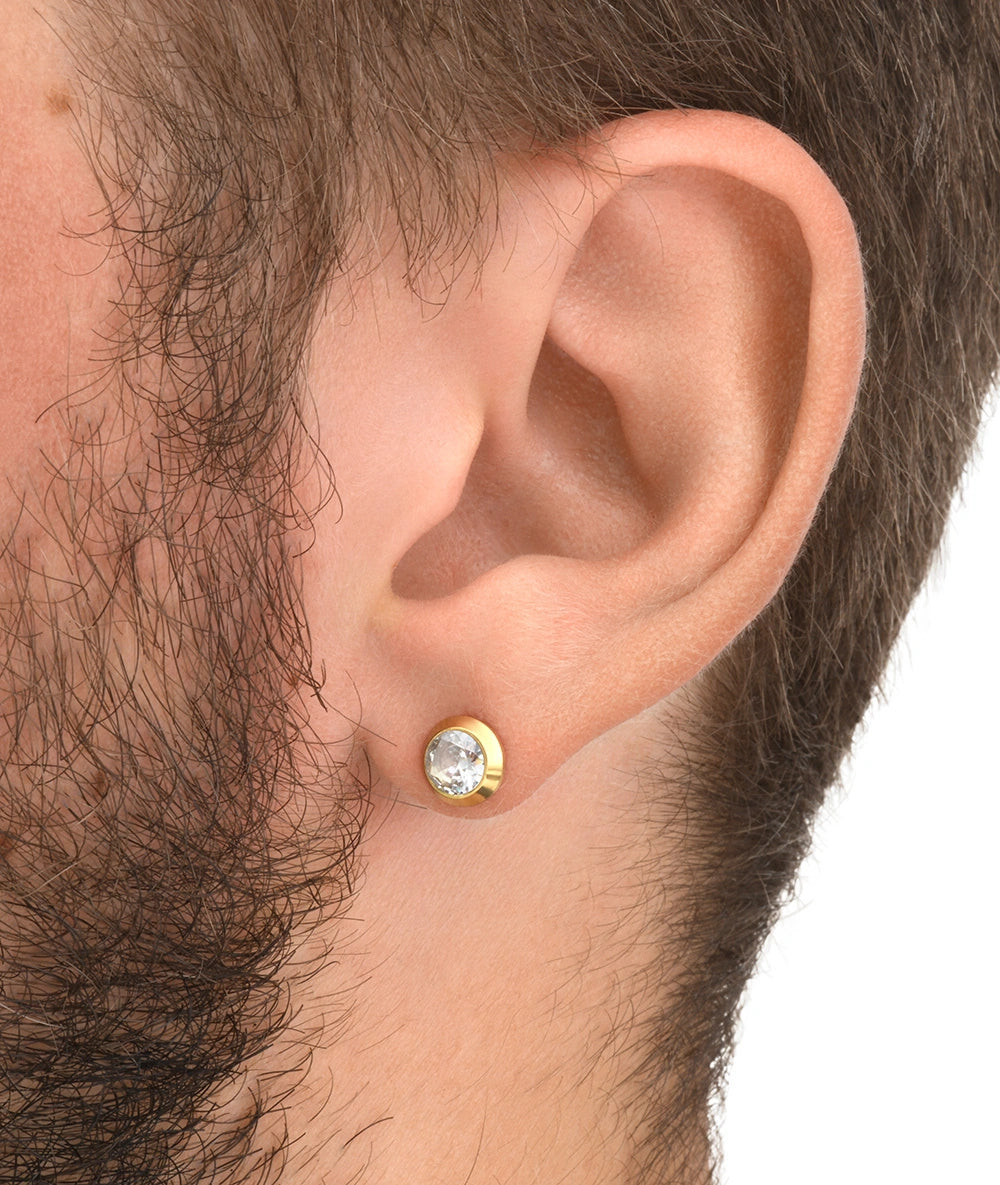 Boucle d'oreille puce doré et zircon LUCA G