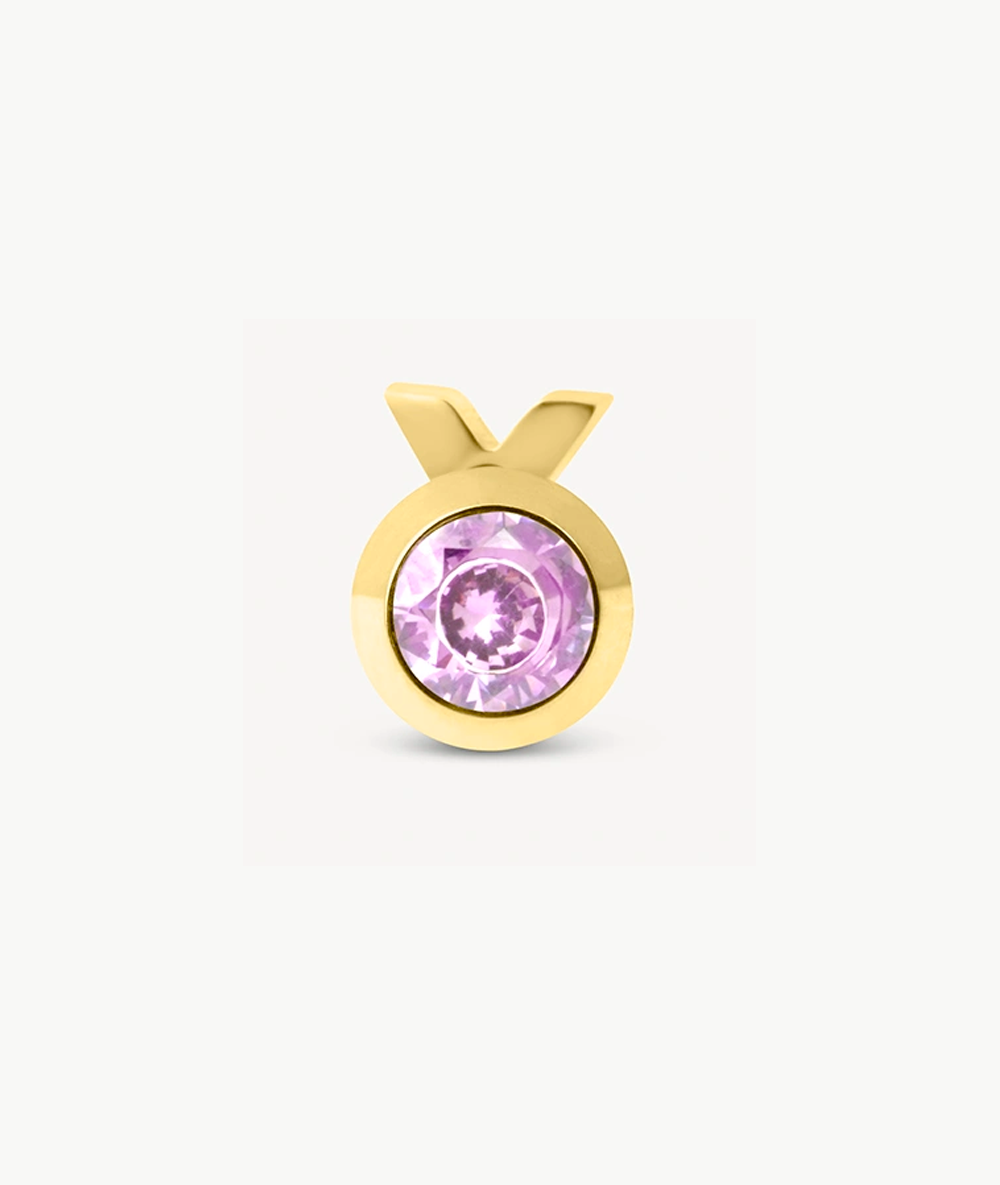 Boucle d'oreille puce doré avec zircon rose LUCA G