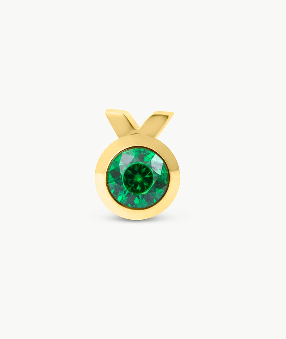 Boucle d'oreille puce doré avec zircon vert LUCA G C