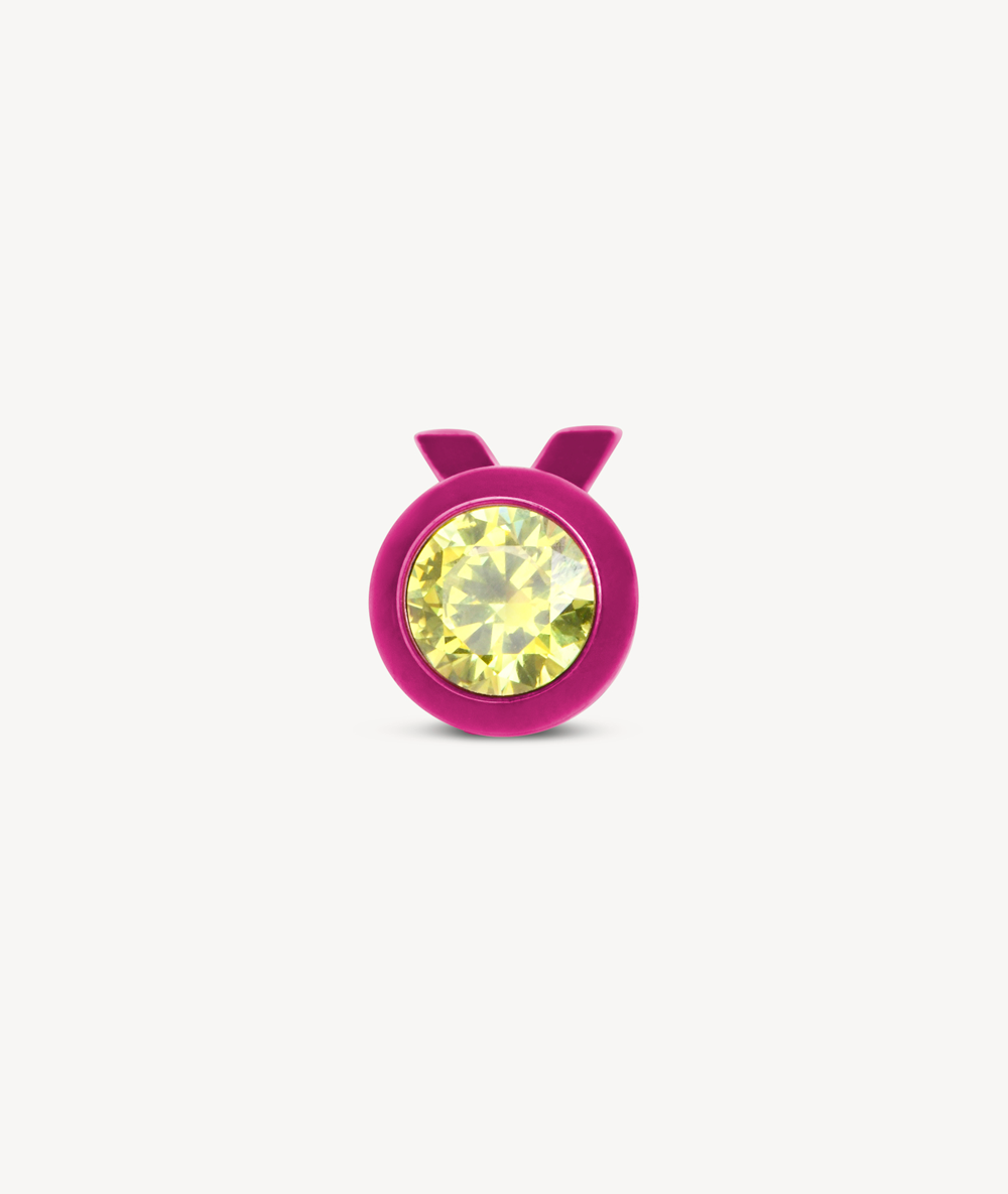 Boucle d'oreille puce rose avec oxyde de zirconium jaune LUCA LP