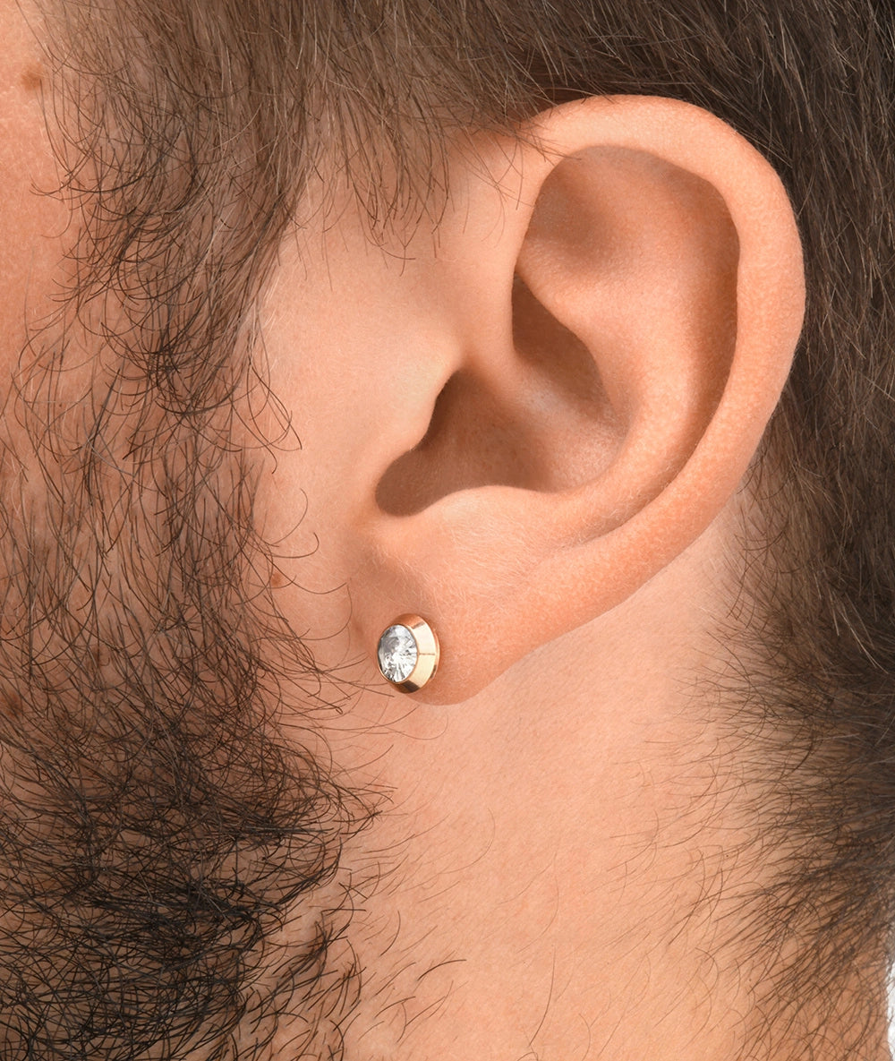 Boucle d'oreille puce rose gold et zircon marron LUCA RG