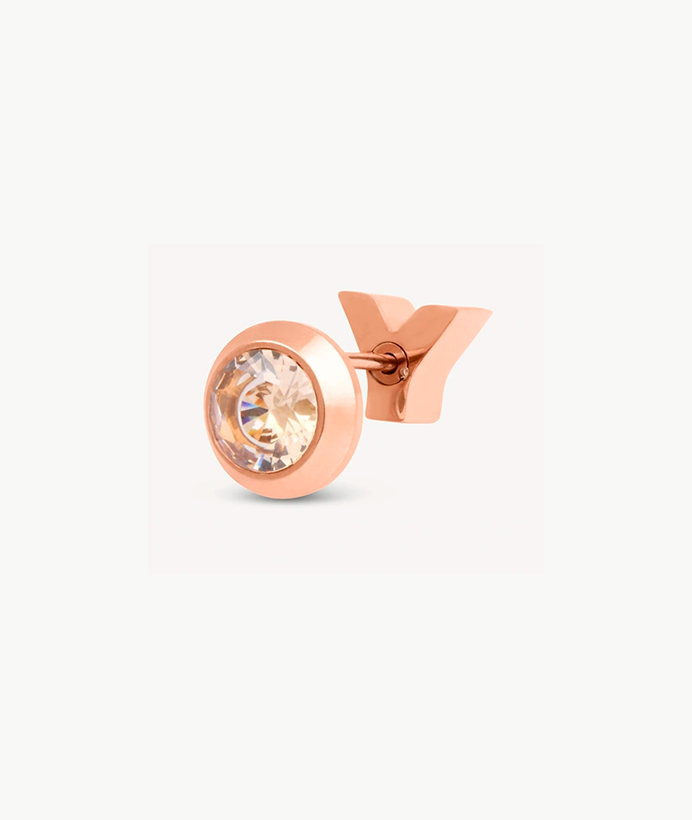 Boucle d'oreille puce rose gold et zircon marron LUCA RG