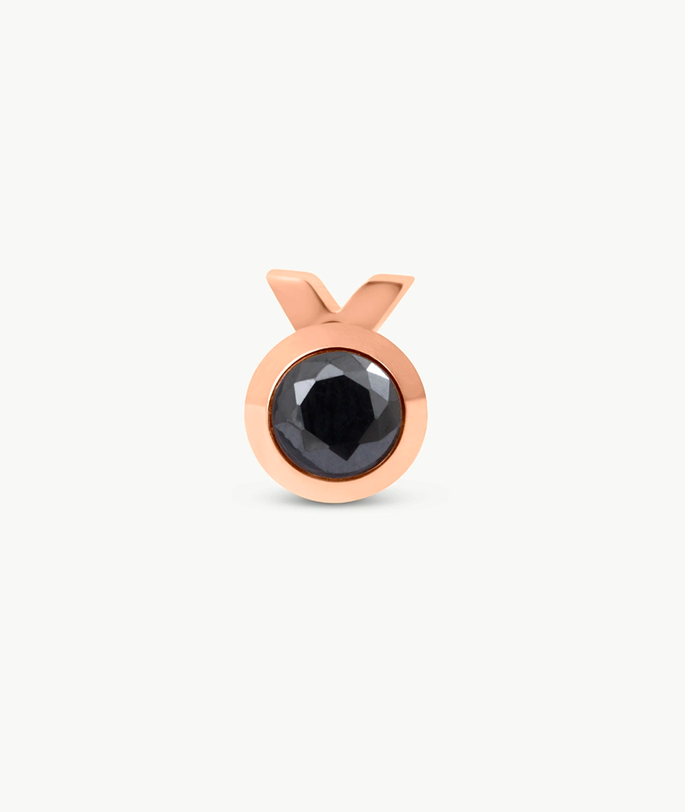 Boucle d'oreille puce rose gold et zircon noir LUCA RG BL