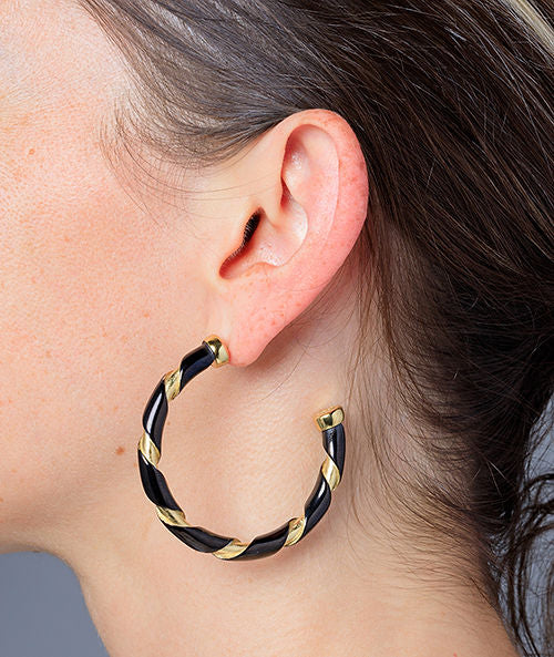 Boucle d'oreille créole torsade bicolore Allo GB