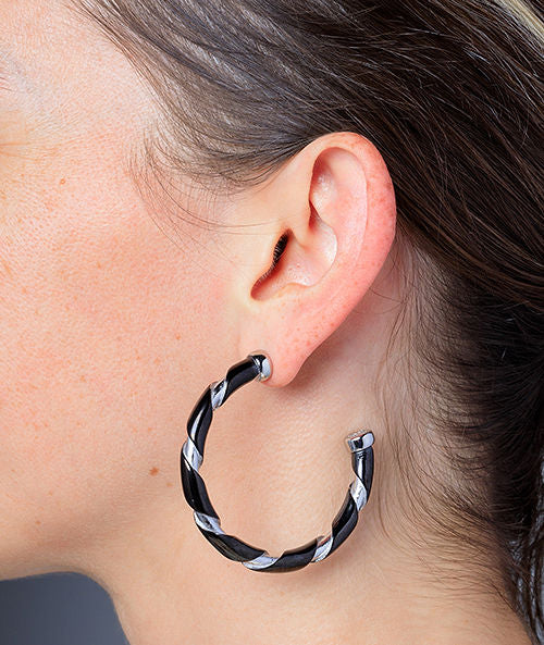 Boucle d'oreille créole torsade bicolore Allo BS