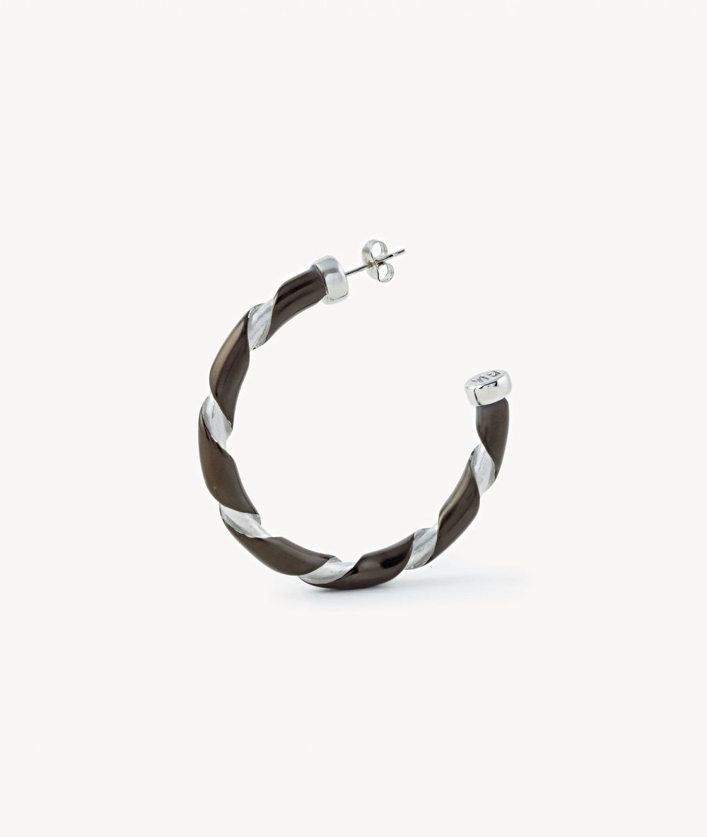 Boucle d'oreille créole torsade bicolore Allo BS