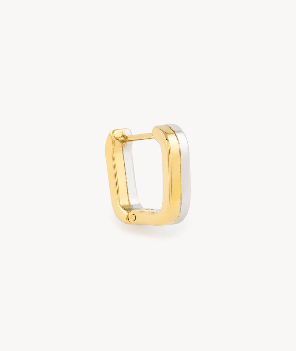 Boucle d'oreille carrée bicolore Nicky Bi