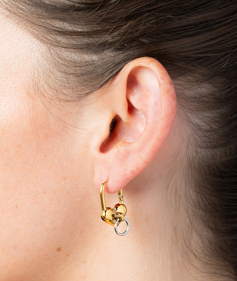 Boucle d'oreille pendante cadenas cœur Passion Bi