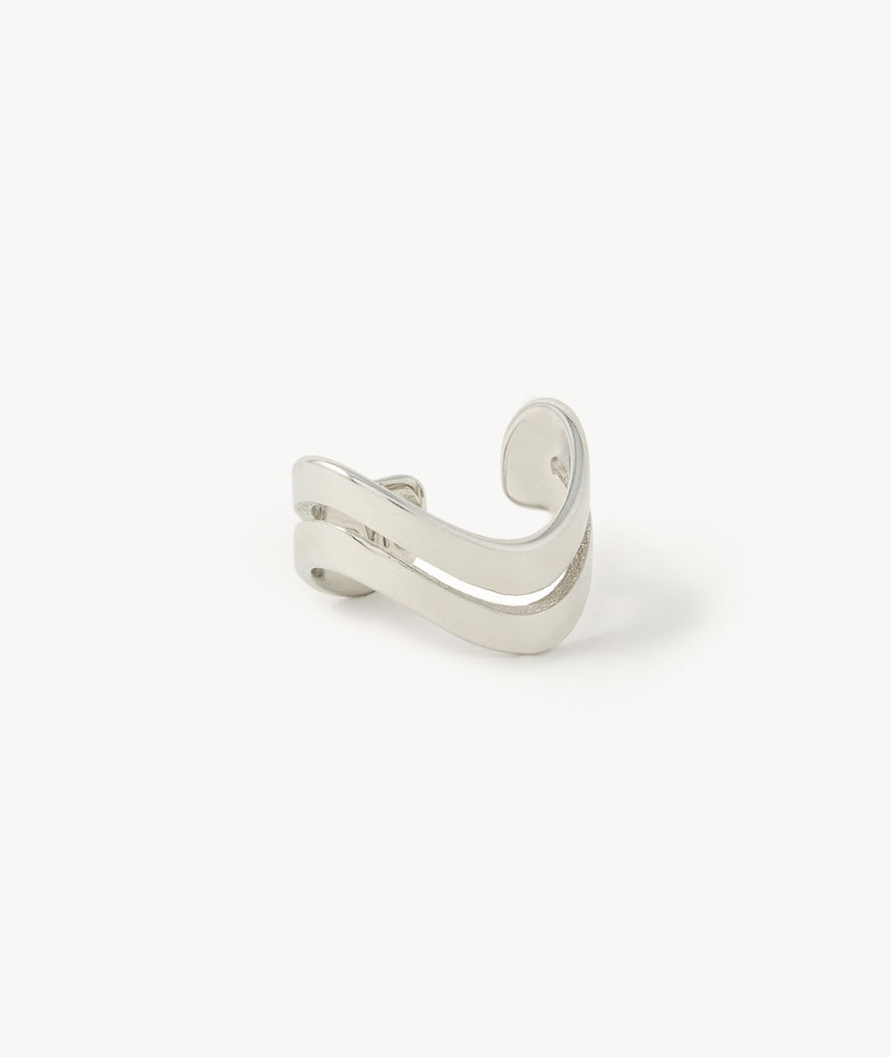 Ear cuff wavy silver, Wavy double S