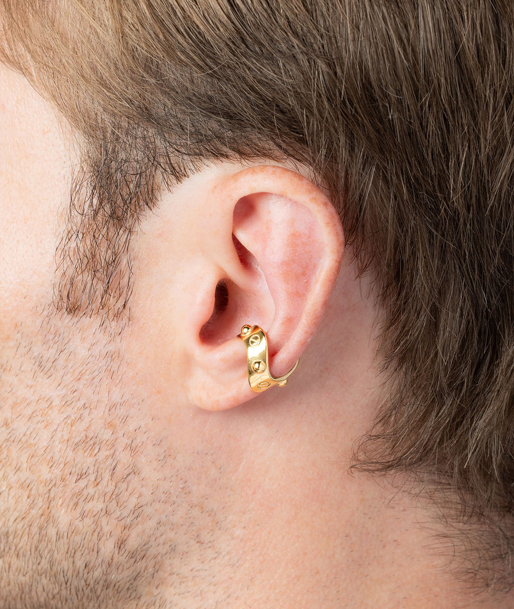 Ear cuff ondulé clouté doré Wavy Glory G