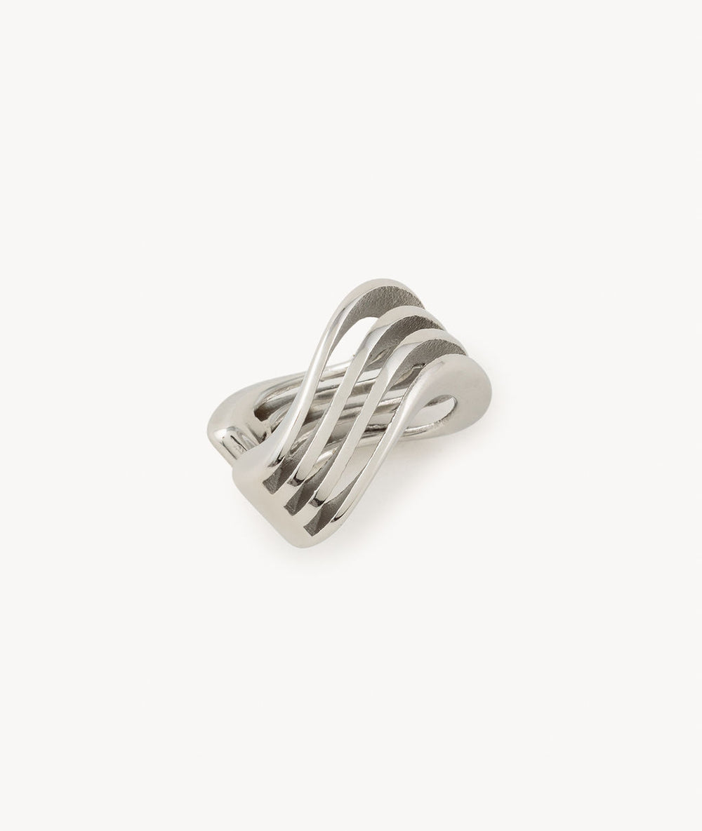 Wavy triple S ear cuff, silver plated