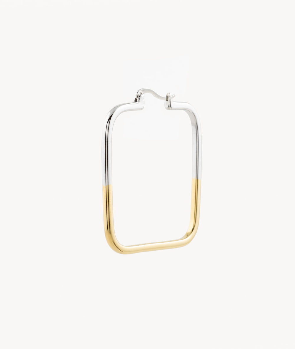 Boucle d'oreille carrée bicolore Yael Bi