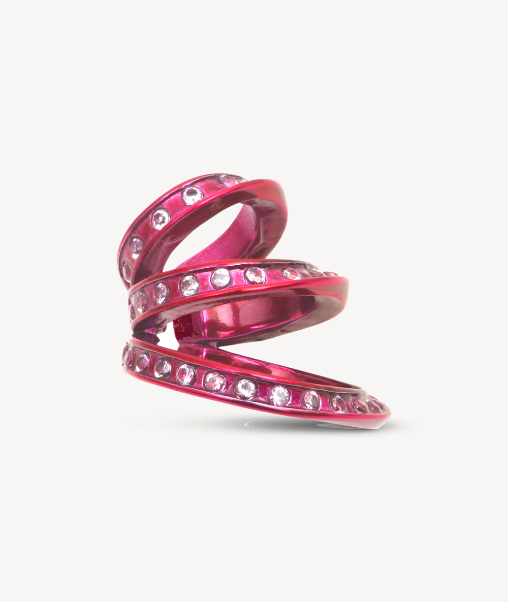 Ear cuff triple rose et zirconiums roses YAZ LP