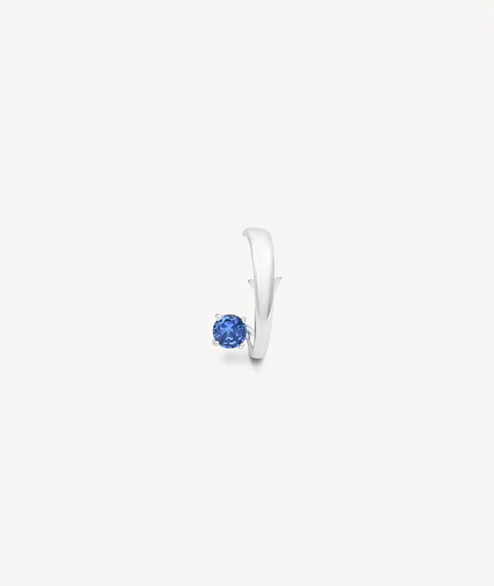 Boucle d'oreille argentée avec zircon bleu (droit) LIF R S