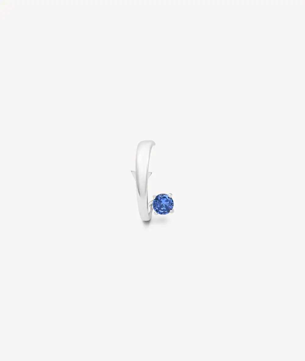 Boucle d'oreille argentée avec zircon bleu (gauche) LIF L S