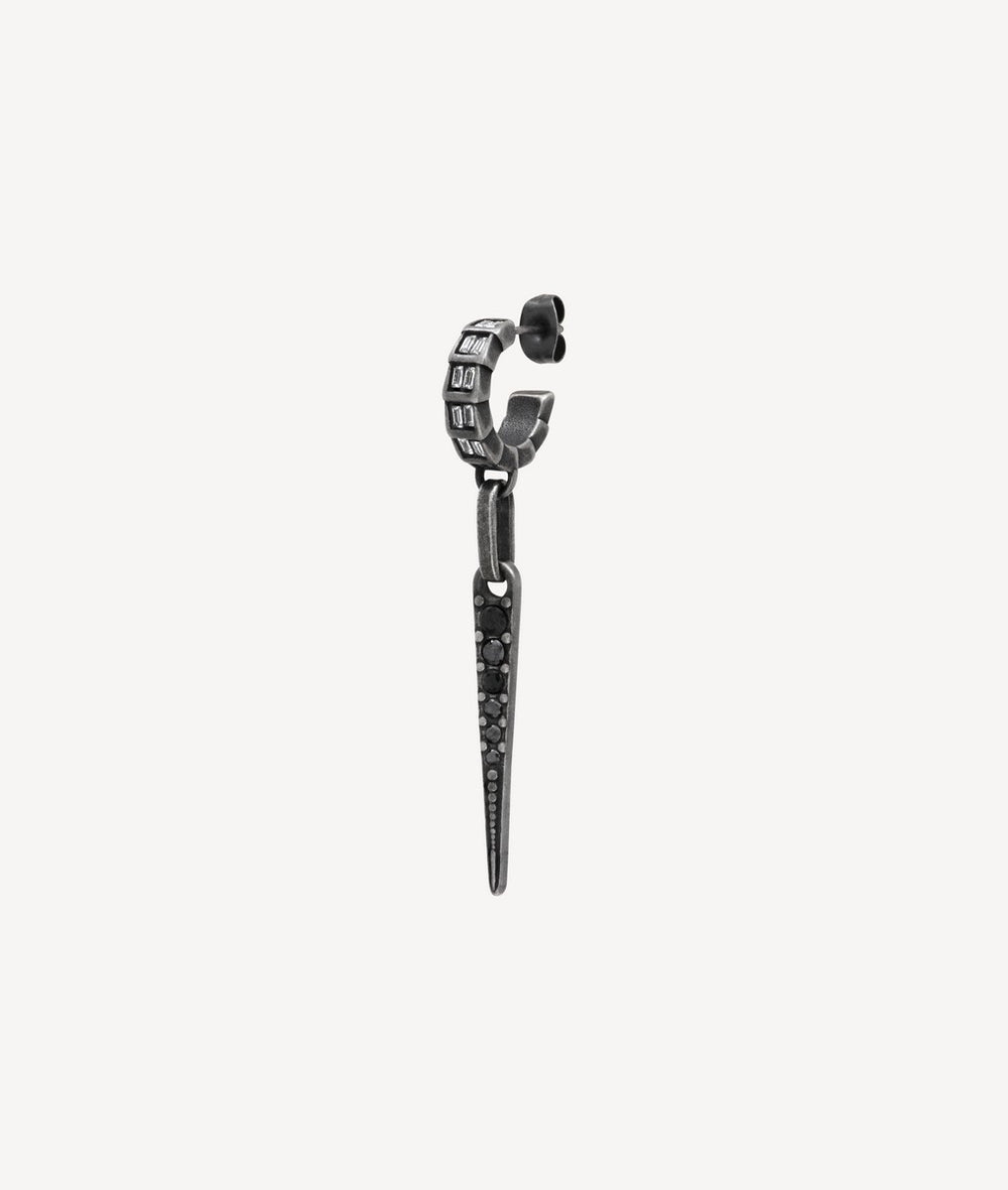 Boucle d'oreille argentée pendante effet vintage AKUMA VS