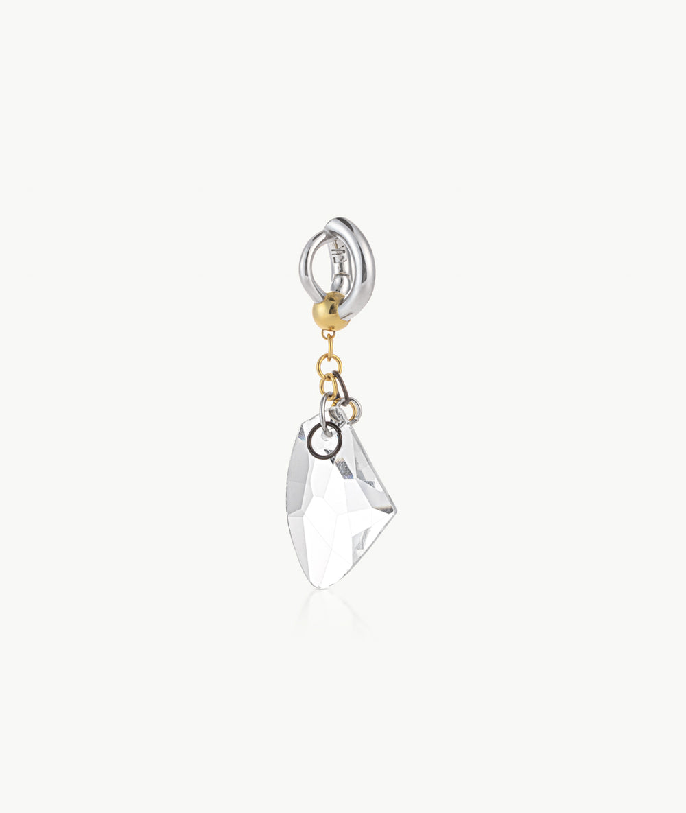Boucle d'oreille bicolore pendante cristal chandelier Dione BI