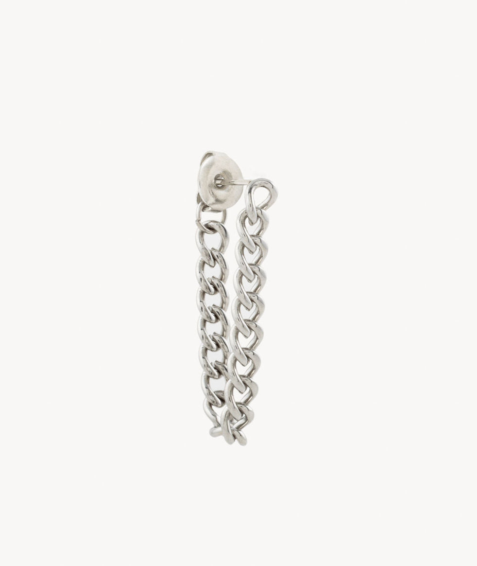 Boucle d'oreille chaîne pendante argentée Skyler S