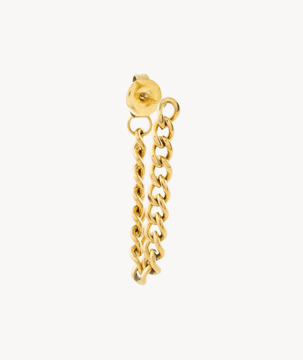 Skyler G gold chain pendant earring
