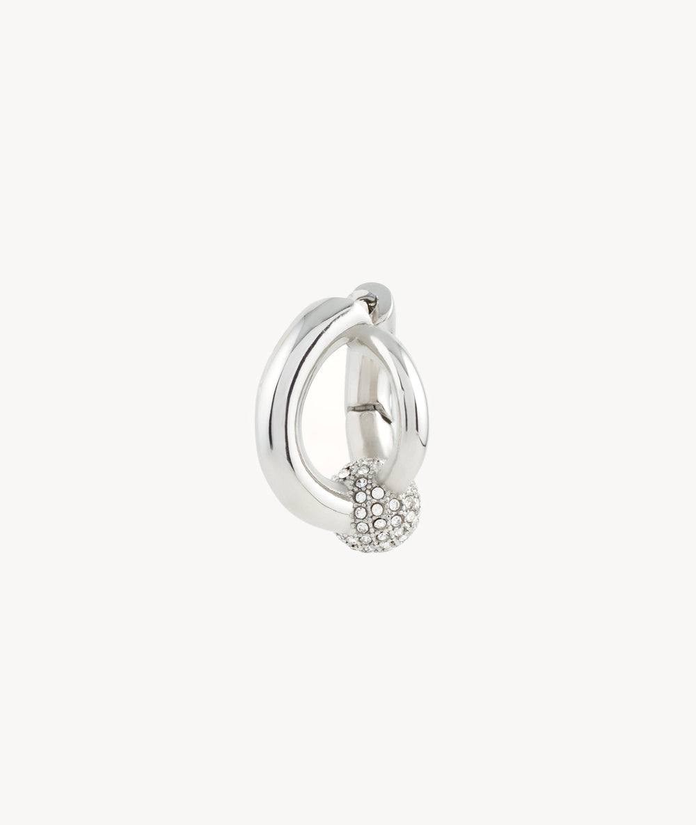 Boucle d'oreille créole argentée avec boule zirconiums Missie Star S