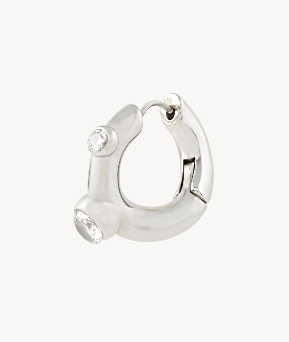 Campbell S silver hoop earring with zirconium