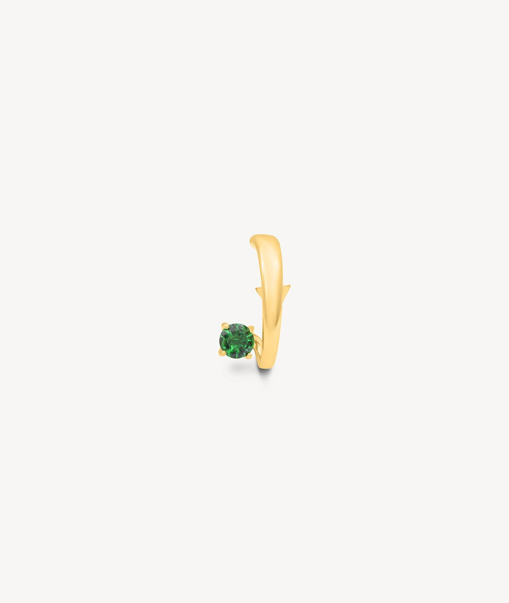 Boucle d'oreille dorée avec zircon vert (droit) LIF R G