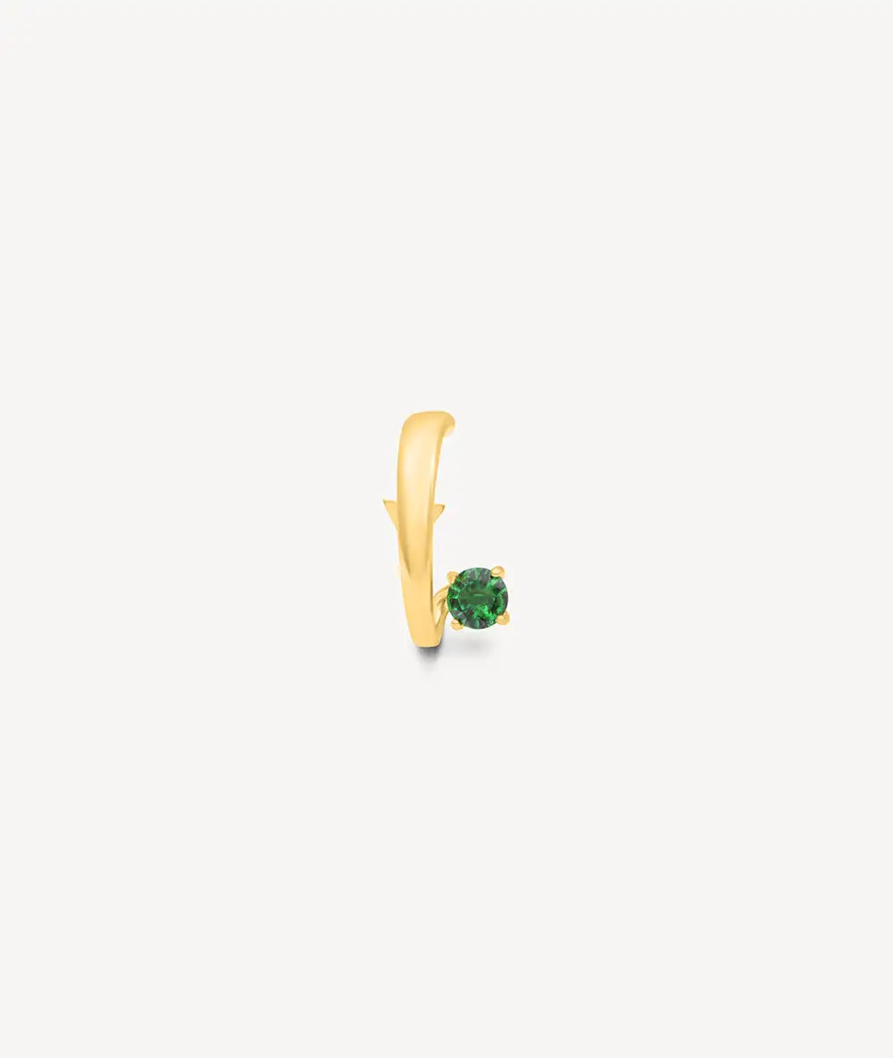Boucle d'oreille dorée avec zircon vert (gauche) LIF L G
