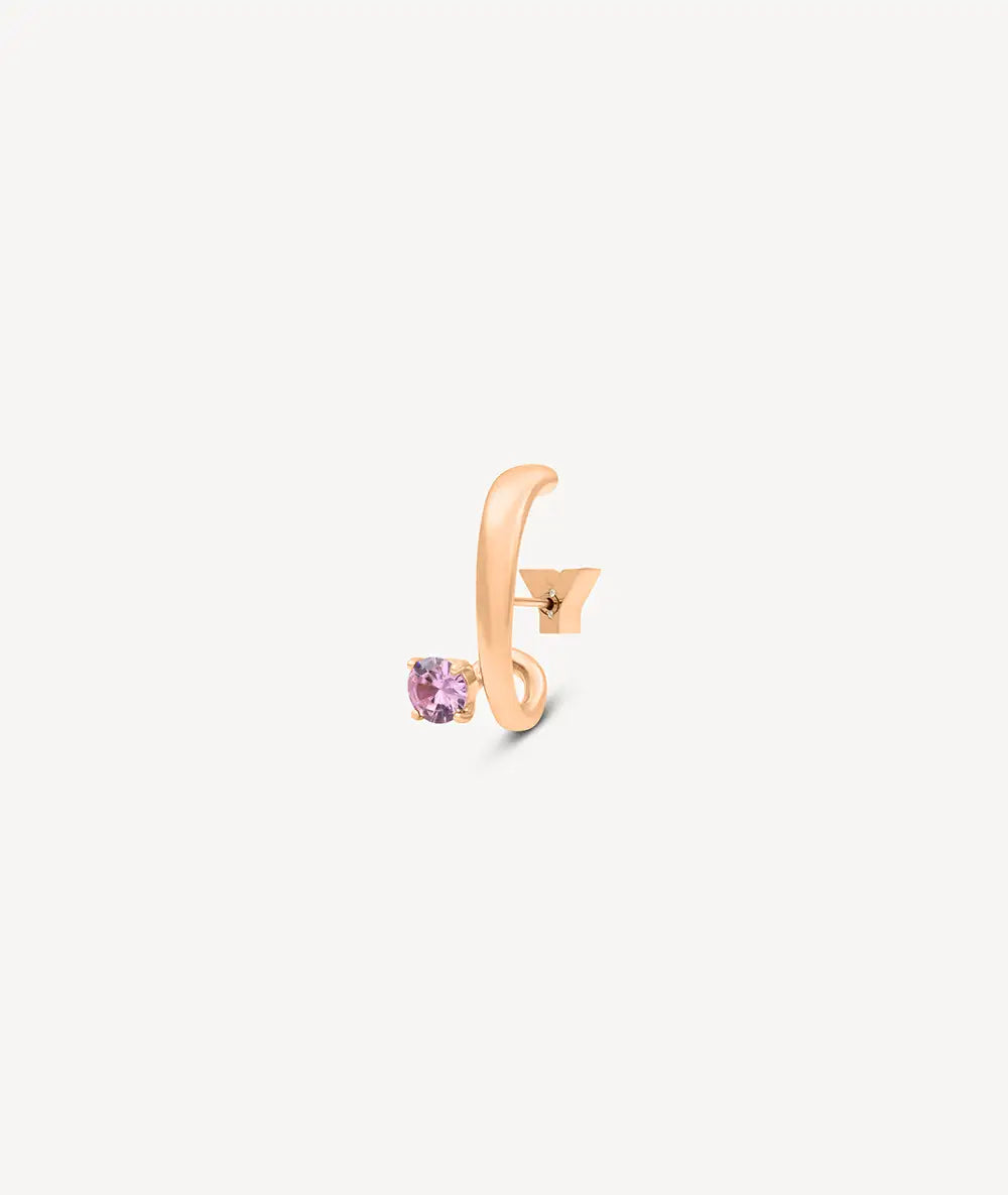 Boucle d'oreille or rose avec zircon rose (droit) LIF R RG