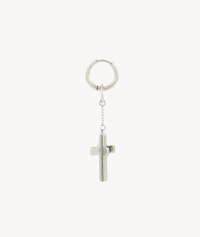 Boucle d'oreille pendante croix argentée Punk S - YParis