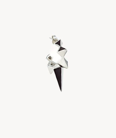 Boucle d'oreille piques argentée et noire Iggy S - YParis