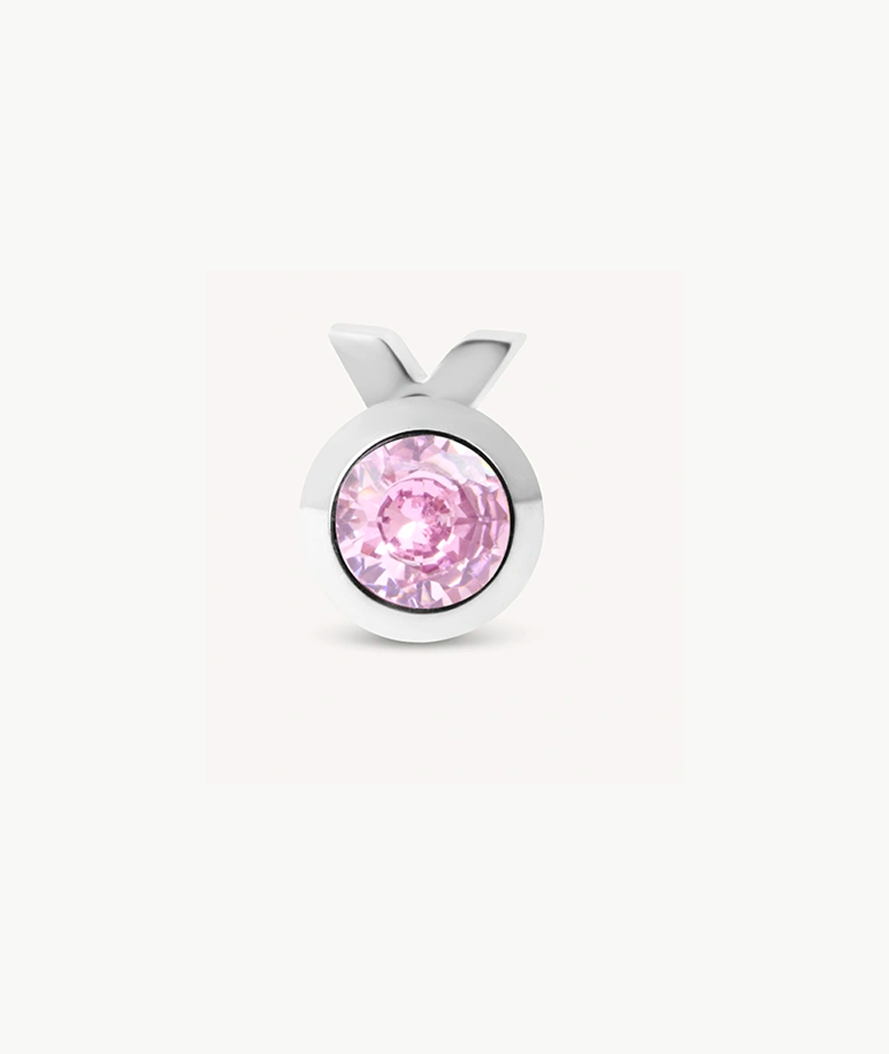 Boucle d'oreille puce argenté et zircon rose LUCA SC
