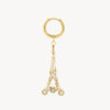 Boucle d'oreille Tour Eiffel pendante dorée, zirconiums et perles Darcy G
