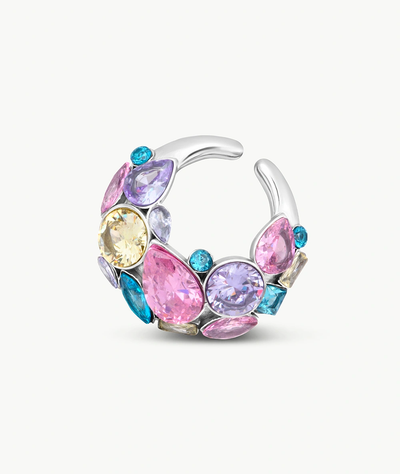 Ear cuff argenté avec zircons multicolores DAHLIA S - YParis