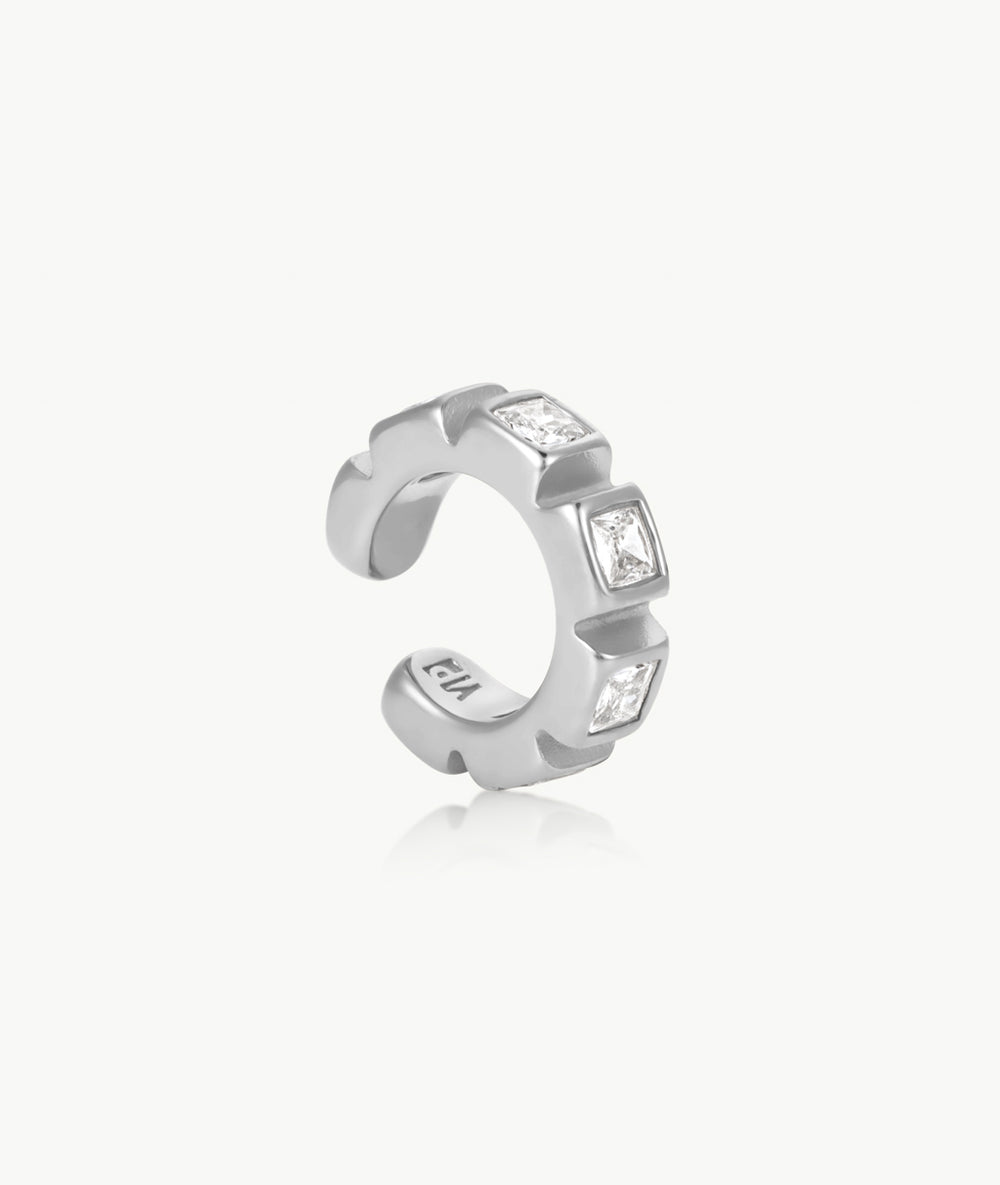 Loki S silver and zirconium ear cuff