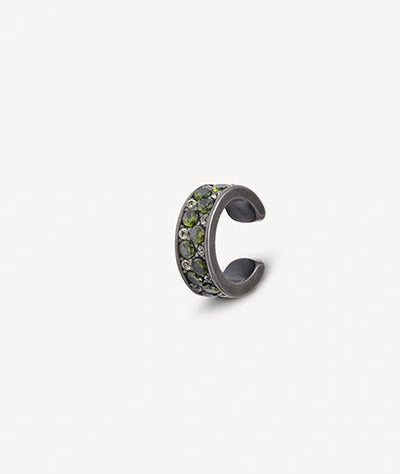 Ear cuff argenté et zirconiums verts et jaunes effet vintage GEMMA VS 3,5mm - YParis