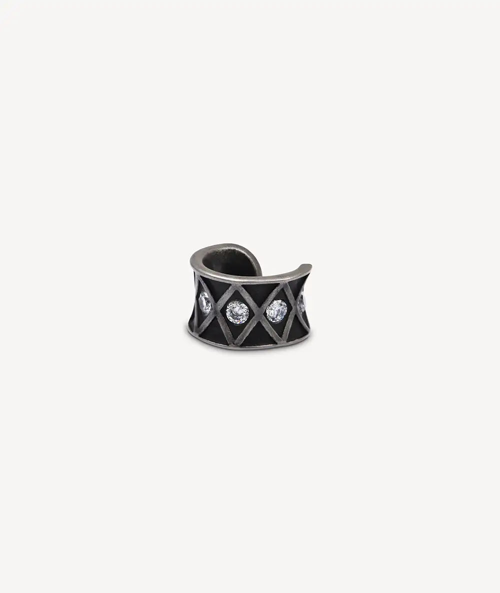 Round silver ear cuff with zircons Kim S